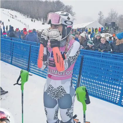  ?? Photo / Supplied ?? The body language of Hawke’s Bay alpine skier Piera Hudson (also inset) requires no interpreta­tion after she finishes in a career-best 26th position at the first World Cup event of the season, the Killington Cup in Vermont, United States.