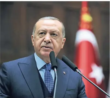  ?? FOTO: REUTERS ?? Der türkische Präsident Recep Tayyip Erdogan spricht im Parlament.