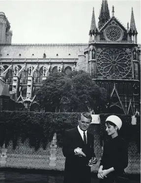  ??  ?? Clockwise from above, Cary Grant and Audrey Hepburn in the 1963 film ‘Charade’, with the landmark in the background; a 1957 film adaptation of Victor Hugo’s ‘The Hunchback of Notre Dame’; Ethan Hawke and Julie Delpy cruising on the Seine in ‘Before Sunset’; and Notre-Dame makes an appearance in the opening sequence of ‘Van Helsing’ Shuttersto­ck; Getty; Warner Bros; Universal Pictures