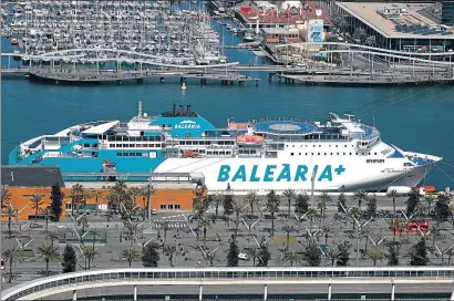  ?? JOF ?? El ferry ‘Alhucemas’, uno de los barcos más modernos de Baleària, en su amarre habitual de Barcelona