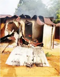  ??  ?? A building razed during the attack on Kpanche community in Bassa LGA of Kogi State