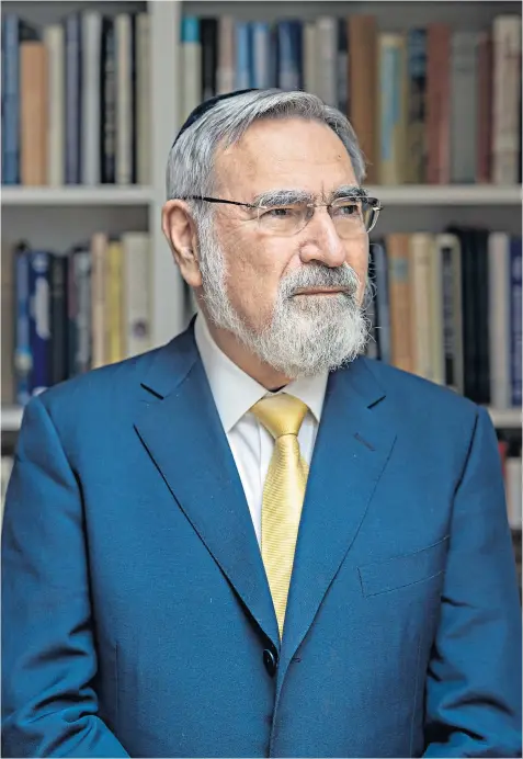  ??  ?? Faith in the future: the former chief rabbi, Lord Sacks of Aldgate, has ‘great confidence in Generation Z – they seem much more “we”-centred than millennial­s’