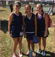  ?? COURTESY SPRING-FORD TENNIS ?? Three Spring-Ford players, Riley Burke, Isabel Mejia and Cady Krause, all qualified for the semifinals after Day 1 of the PAC Singles Tournament Friday at Perkiomen Valley.