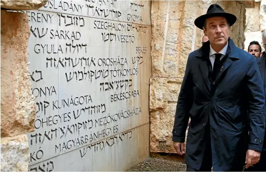  ?? REUTERS ?? Freedom Party leader Heinz-Christian Strache visited the Yad Vashem Holocaust memorial in Jerusalem last year as part of an effort to overcome lingering accusation­s of anti-Semitism. However, the party has failed to win over the main body representi­ng...