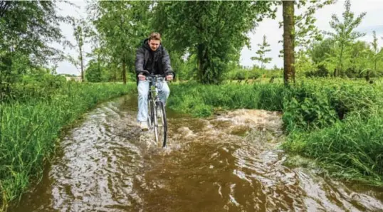  ?? © SERGE MINTEN ?? Het water kolkt omhoog uit een riooldekse­l aan het fietspad langs de Universite­itslaan.