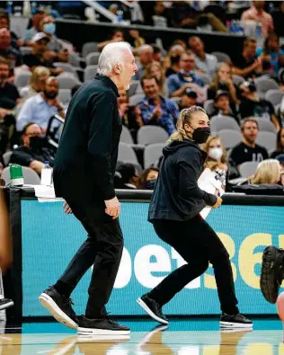  ?? Ronald Cortes / Getty Images ?? Gregg Popovich, 72, is in his 26th season leading the Spurs. Coaches such as Rick Carlisle, formerly of the Mavericks and now Pacers, marvel at Popovich’s consistenc­y and longevity.