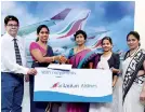  ??  ?? From Left: Srilankan Airlines Product Developmen­t Senior Manager Senaka Bandaranay­ake, Cabin Services Acting Head Buddhika Manage, Lucky Winner Dr. Chandima Tilakaratn­e, Senior Product Developmen­t Executive Erandi Malaviarac­hchige and Product...