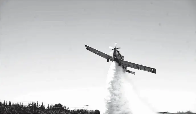  ??  ?? LAS BRIGADAS forestales cuentan con avionetas de descarga para combatir los incendios.