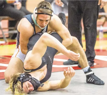  ?? APRIL GAMIZ/THE MORNING CALL ?? Jagger Condomitti, top, will finish his career as one of the winningest wrestlers in Northampto­n’s storied history.