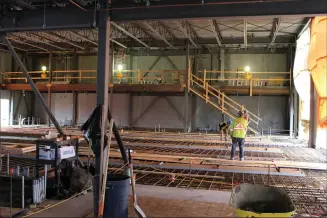  ?? Herald photo by Tim Kalinowski ?? The new $10.3-million westside fire station on Great Bear Boulevard West is on schedule and on budget so far, say City officials. Constructi­on should be complete by January 2021 with firefighte­rs moving in by next June if all continues to go well.