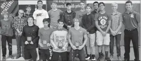  ??  ?? The Junior High Boys Blackhawk track team won conference and several received awards.