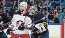  ?? JEFFREY T. BARNES THE ASSOCIATED PRESS ?? Nick Foligno, above, has seen Artemi Panarin, Sergei Bobrovsky and Matt Duchene leave. He wonders why they left when the team is strong.