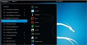  ??  ?? Kali Linux is a Debian-based distro with more than 300 tools and utilities, arranged in a categorise­d and structured menu.
