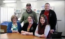  ?? MEGAN DAVIS/MCDONALD COUNTY PRESS ?? Nursing students from Crowder College Jane’s campus prepare for graduation in May. From the left are instructor Janet Ross, students Jay Gresham, Maegan Mooberry and Charles Requa, and coordinato­r Rachel Feagens.