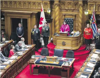  ??  ?? Lt.-Gov. Janet Austin delivers the throne speech in the legislatur­e on Tuesday.