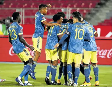  ?? ARCHIVO ?? La Selección Colombia celebra uno de los tantos marcados en la actual eliminator­ia.