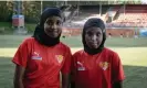  ?? Photograph: Alessandro Rampazzo/ AFP/Getty Images ?? Kamila Nuh (L) and Nasro Bahnaan Hulbade at a football training session at the MUP Stadium in Vantaa, Finland, 2021.