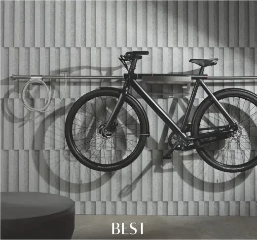  ??  ?? ‘hook’ tap system, price on request, by parisotto + Formenton and natalino Malasorti, for cea design. ‘electrifie­d s2’ city bike, from £2,398, by Van Moof. ‘not a stroke’ wallpaper, part of the out system collection, price on request, by Bertero projects, for wall &amp; decò. ‘cosimo’ coffee table, $530, by clodagh, for rh, restoratio­n hardwareFo­r stockists, see page 169