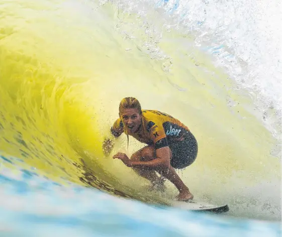  ??  ?? Gold Coaster Stephanie Gilmore can wrap up a record-equalling seventh world title with victory at Hossegor in France this week.