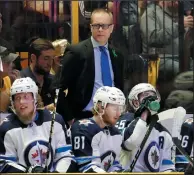  ?? THE CANADIAN PRESS/AP/MARK HUMPHREY ?? Winnipeg Jets head coach Paul Maurice watches the third period in Game 1 of an NHL playoff series against the Nashville Predators, April 27 in Nashville, Tenn. Game 7 goes tonight.