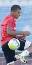  ?? — AFP ?? Monaco’s French forward Kylian Mbappe controls the ball during a training session on the eve of the French Trophy of Champions match between PSG and Monaco.