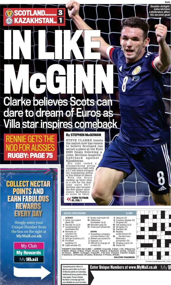  ??  ?? Double delight: John McGinn celebrates after his second goal