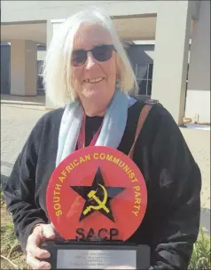  ??  ?? ACKNOWLEDG­EMENT: The SACP bestowed a special recognitio­n award at its congress last week on Helene Passtoors for her role in the Struggle.