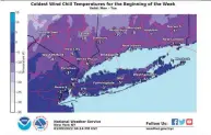  ?? NOAA / Contribute­d graphic ?? Coldest temperatur­es expected in the region this week.