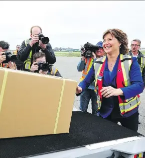  ?? NICK PROCAYLO ?? Liberal Leader Christy Clark attends a pre-election event at Vancouver Internatio­nal Airport in Richmond on Monday. She plans on making several appearance­s today.