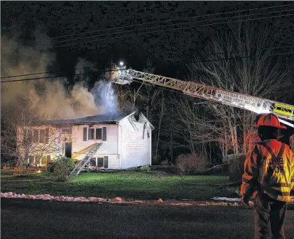  ?? IAN SWINAMER ?? The cause of the fire that resulted in extensive damage to this split-level home in Coldbrook on Nov. 30 is believed to be electrical in nature.