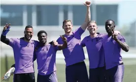  ??  ?? Jan Vertonghen and his Tottenham teammates at Real Madrid’s training ground on Thursday. Photograph: Tottenham Hotspur FC/Tottenham Hotspur FC via Getty Images