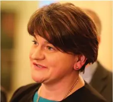  ??  ?? The DUP’s Arlene Foster contradict­ed Sinn Féin claims about a deal and denied she had lost control of her party