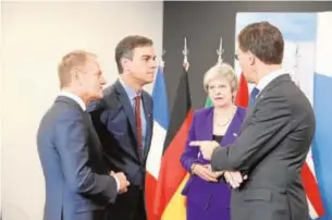  ?? EP ?? Tusk, Sánchez, May y el holandés Rutte, en la cumbre del G-20