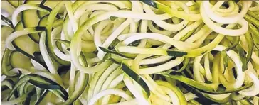  ??  ?? If you are accustomed to cooking summer squash, serving it raw is a lovely change of pace. Sliced into thin ribbons, squashes like zucchini, yellow and zephyr squash have a light, satisfying crunch and refreshing flavor.