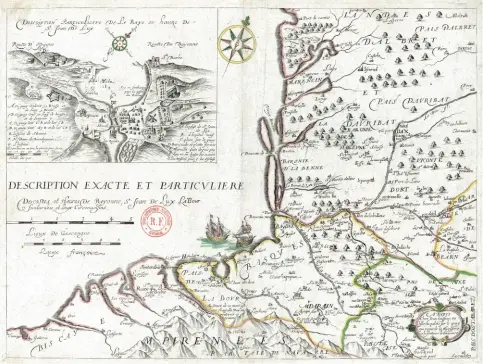  ??  ?? Descriptio­n exacte et particuliè­re des côtes et havres de Bayonne, Saint-Jean-deLuz, Labour, Fontarable et lieux circonvois­ins, par le graveur Hugues Picart (1587-1664).