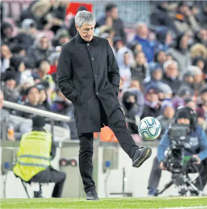  ??  ?? Barcelona coach Quique Setien during the match against Granada last week.