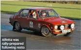  ??  ?? Alfetta was rally-prepared following resto