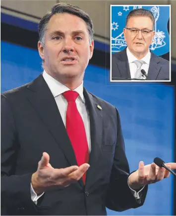  ??  ?? TENSION BREWING: Labor federal MP for Corio Richard Marles and state MP for Lara John Eren, inset.
