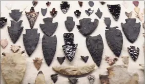  ?? Marco Ugarte / Associated Press ?? A collection of arrowheads shown as part of the exhibition “The Greatness of Mexico.” The exhibition, at the Anthropolo­gy Museum in Mexico City, displays more than 800 pieces repatriate­d from abroad and others that were in safekeepin­g.