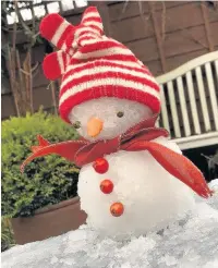  ??  ?? A miniature snowman by Janey Parish