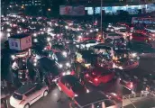  ?? —DC ?? Due to the heavy downpour in the Cyberabad city limits heavy traffic jams were witnessed in the IT hub. Traffic stuck at Hitec City junction on Monday night.