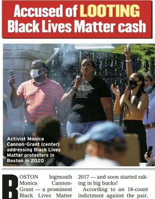  ?? ?? Activist Monica Cannon-Grant (center) addressing Black Lives Matter protesters in Boston in 2020