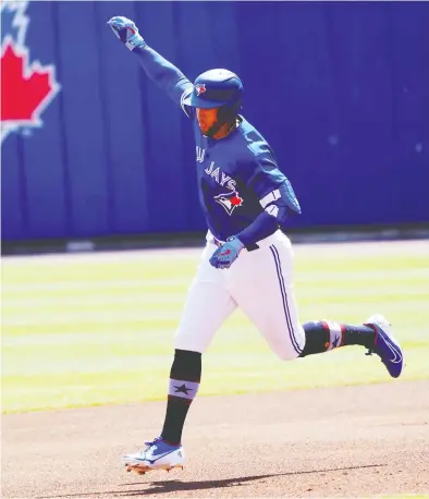  ?? KEVIN HOFFMAN / GETTY IMAGES ?? The Blue Jays will need George Springer to be a huge contributo­r at the plate if they're going to make
a serious run at a wild-card playoff berth as the second half the season gets underway.