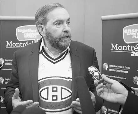  ?? Graham Hughes / THE CANADIAN PRESS ?? NDP Leader Thomas Mulcair