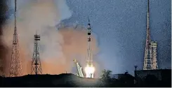  ?? | AFP ?? THE Soyuz MS-22 spacecraft carrying the crew of Russian cosmonauts Sergey Prokopyev and Dmitri Petelin and Nasa astronaut Frank Rubio blasts off to the Internatio­nal Space Station from the Moscow-leased Baikonur cosmodrome in Kazakhstan, yesterday.