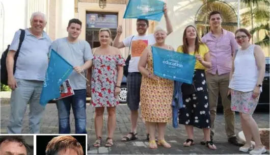  ?? ?? Havana great time: NEU delegates in Cuba. Inset left, Union bosses Kevin Courtney and Mary Bousted