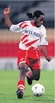  ??  ?? Accies legend Jose Quitongo in his playing days