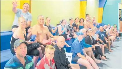  ??  ?? Swimmers waiting to start at the sponsored swim-a-thon at AW Parsons pool