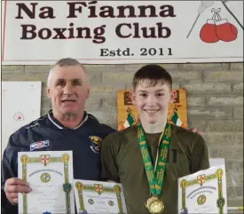  ??  ?? Leinster champion Stephen Doyle of Na Fianna with his proud coach, Seán Barnes.