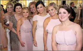  ??  ?? Bridesmaid­s Lyndsey Sullivan of Little Rock; Leslie Hall of New York; Charley Swann, Suzy Balkman and Brooke Mansfield of Little Rock; and matrons of honor Rachel Adams of Burbank, Calif., and Kallee Crittenden of Rogers